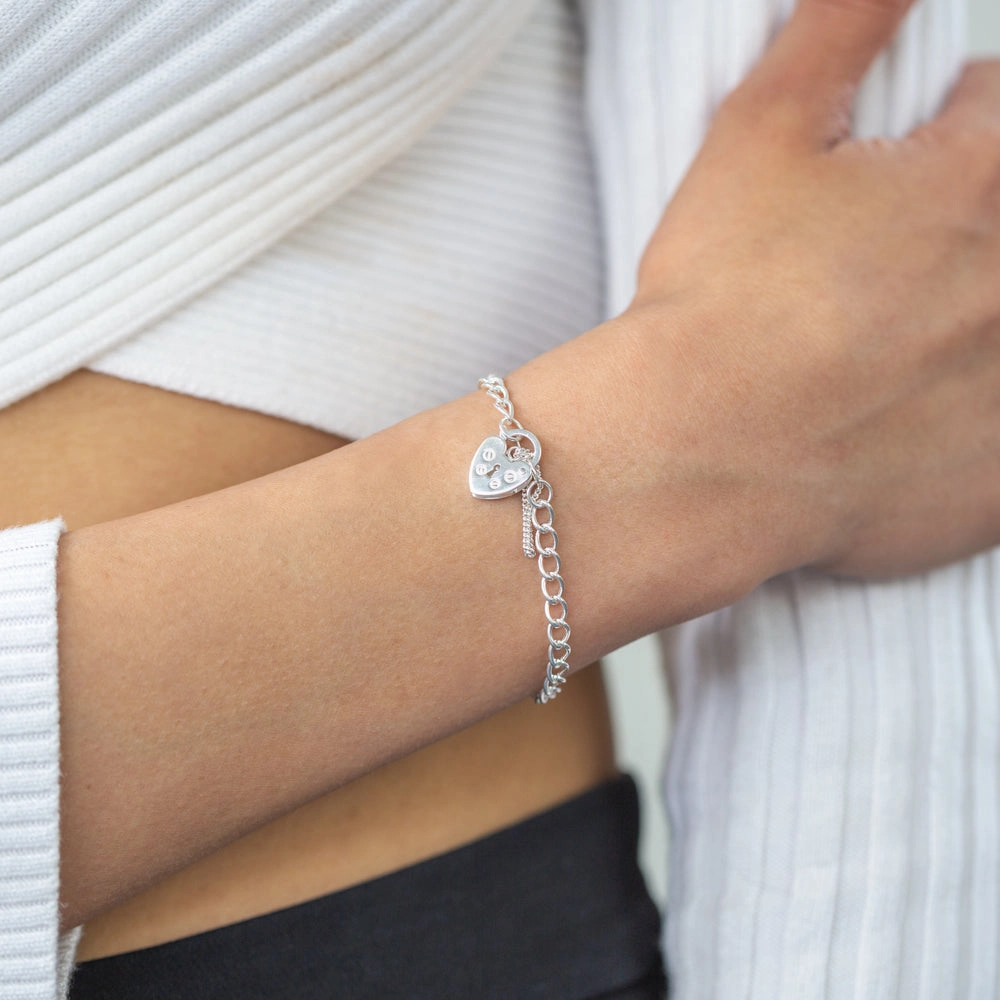 Sterling Silver 19cm Curb Keyhole Padlock Bracelet