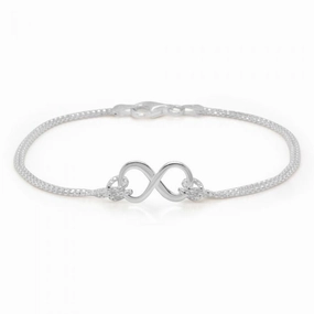 Sterling Silver 19cm Double Strand Infinity Bracelet