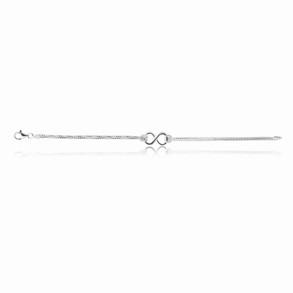 Sterling Silver 19cm Double Strand Infinity Bracelet