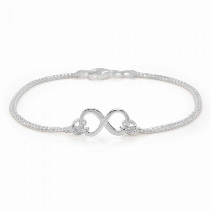 Sterling Silver 19cm Double Strand Infinity Bracelet