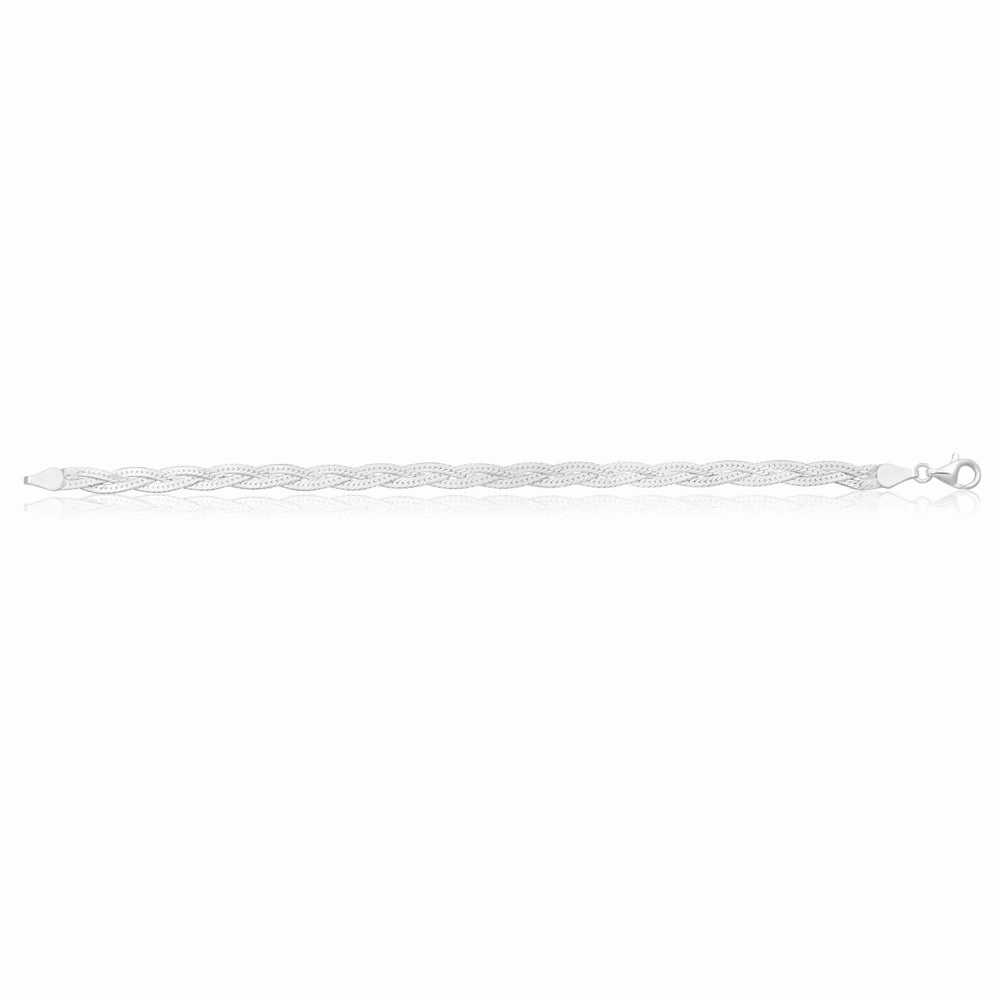 Sterling Silver 19cm Polished Plait Bracelet