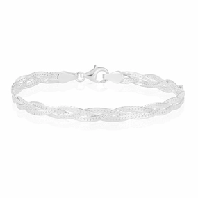 Sterling Silver 19cm Polished Plait Bracelet