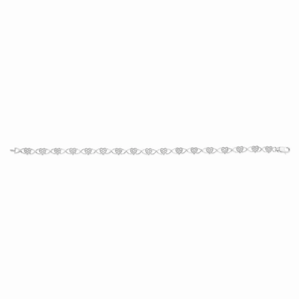 Sterling Silver 1/10 Carat Diamond Fancy Heart Bracelet