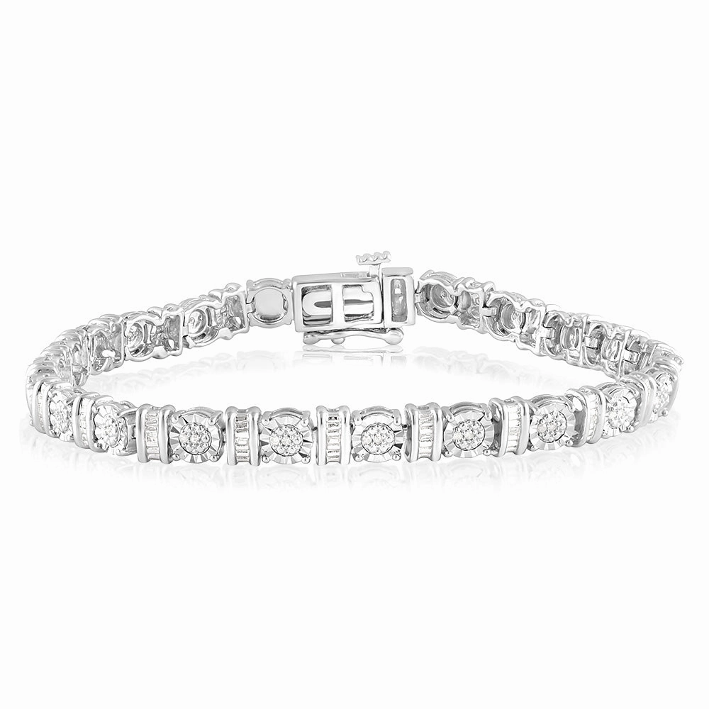 Sterling Silver 1/5 Carat Diamond 18cm Bracelet