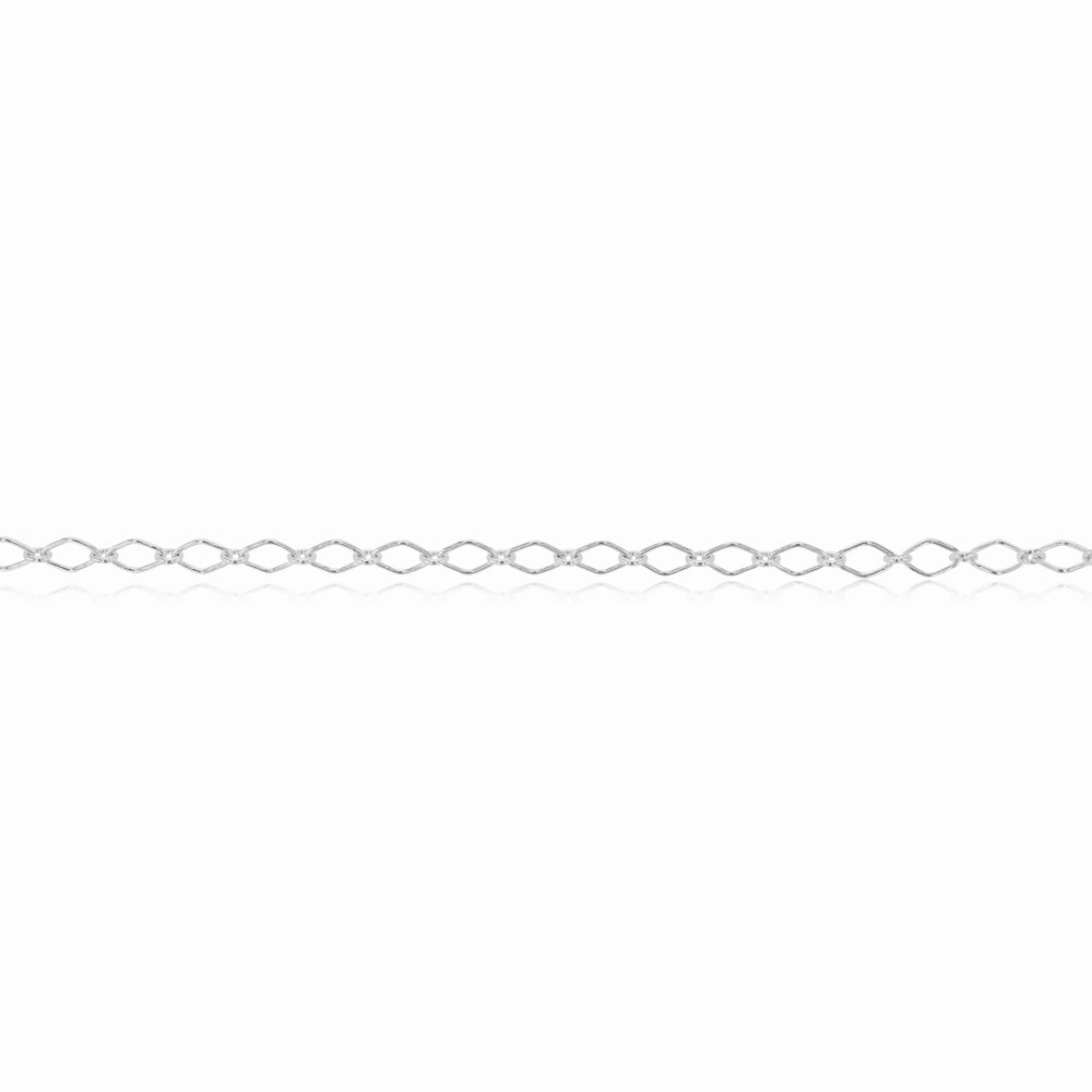 Sterling Silver 20cm Fancy Diamond Shaped Bracelet