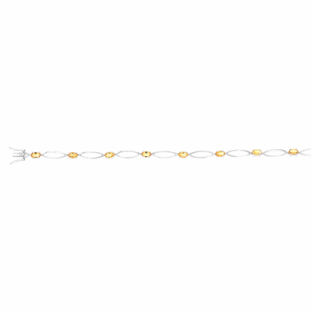 Sterling Silver 2.20Ct Oval Citrine Bracelet