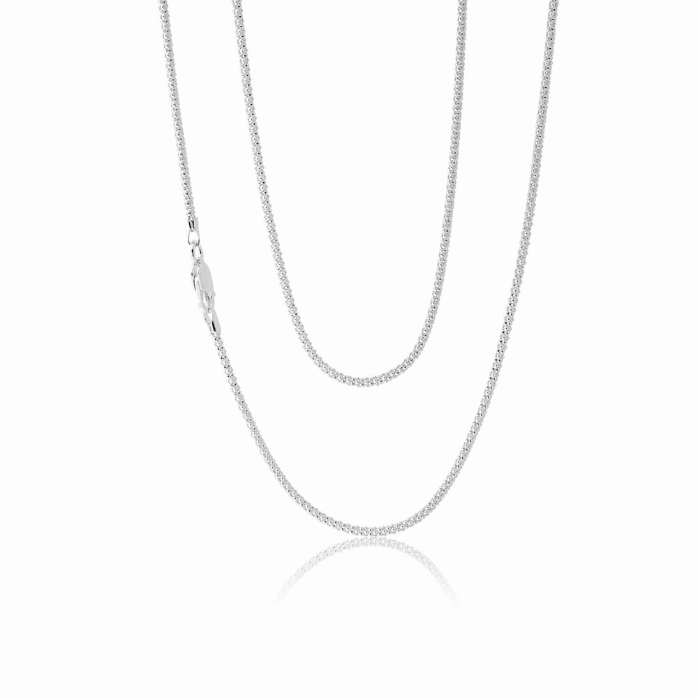 Sterling Silver 45cm Fancy Popcorn Chain