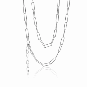Sterling Silver 46cm Elongated Dicut Belcher Chain