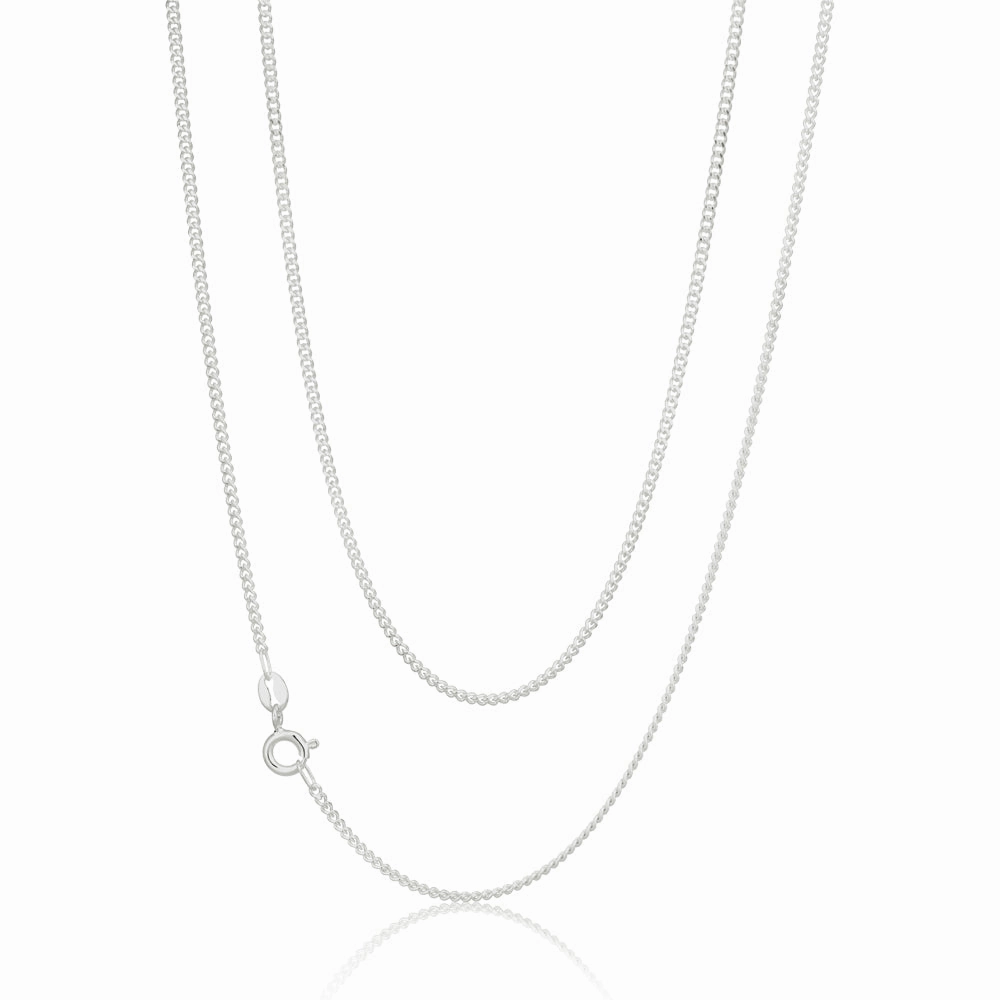 Sterling Silver 50 Gauge Curb Dicut Chain 55cm