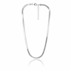 Sterling Silver 5mm Wide 46cm Flat Herringbone Necklet
