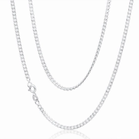 Sterling Silver 80 Gauge Diamond Cut 45cm Curb Chain