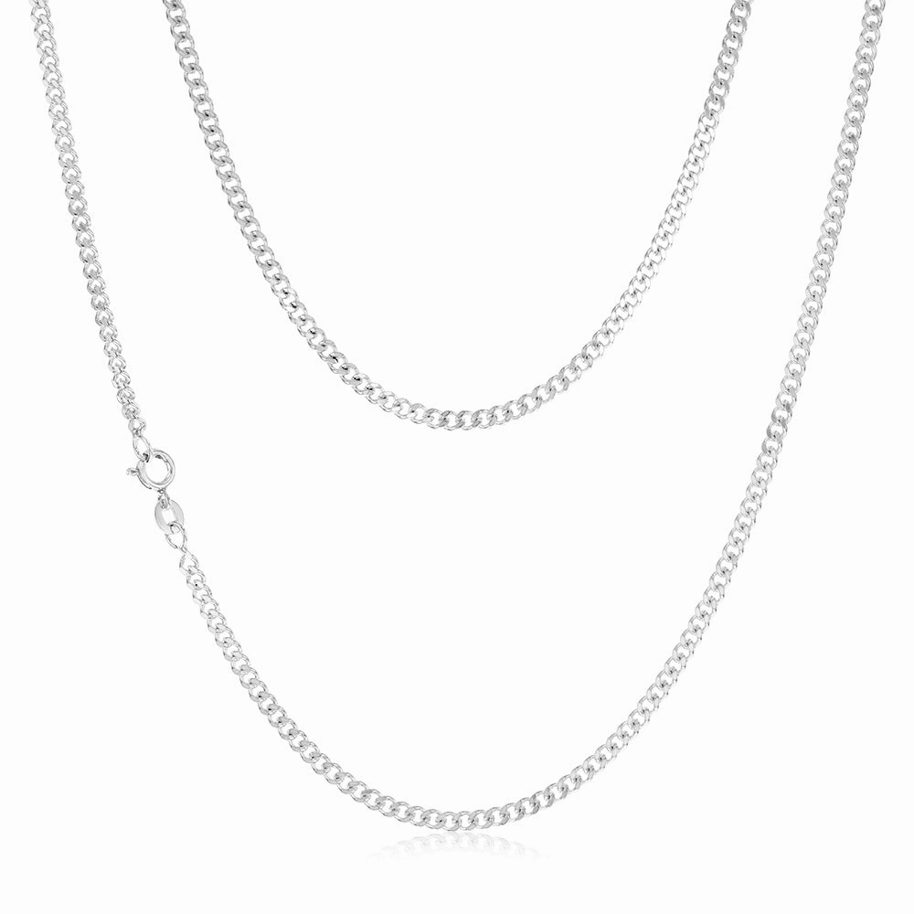 Sterling Silver 80 Gauge Diamond Cut 50cm Curb Chain