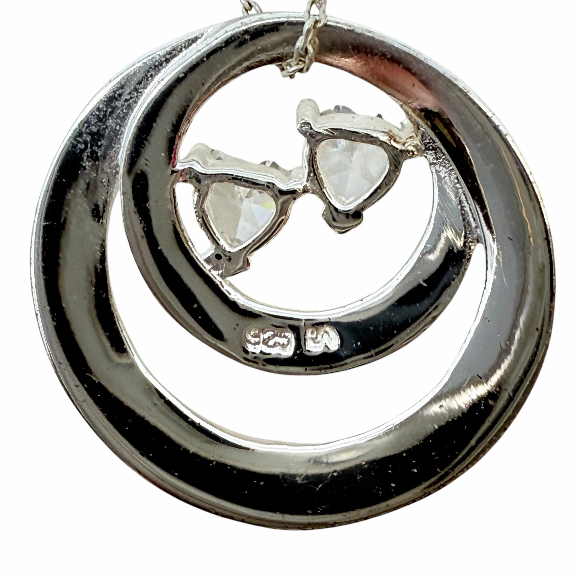 Sterling Silver & Clear Gemstone Heart Inspirational Quote Pendant Necklace By Unbranded