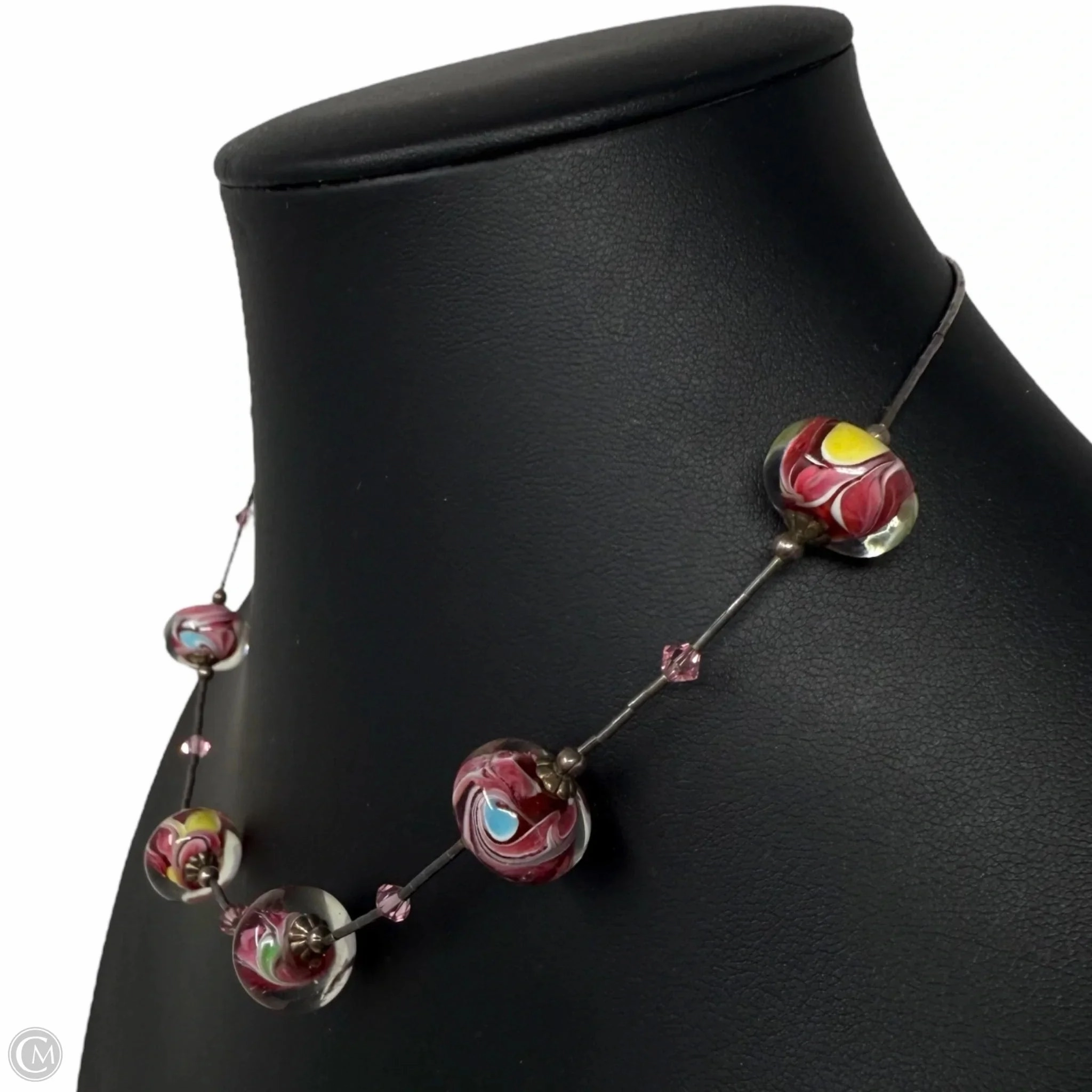 Sterling Silver & Murano Glass Bead Necklace By Unbranded