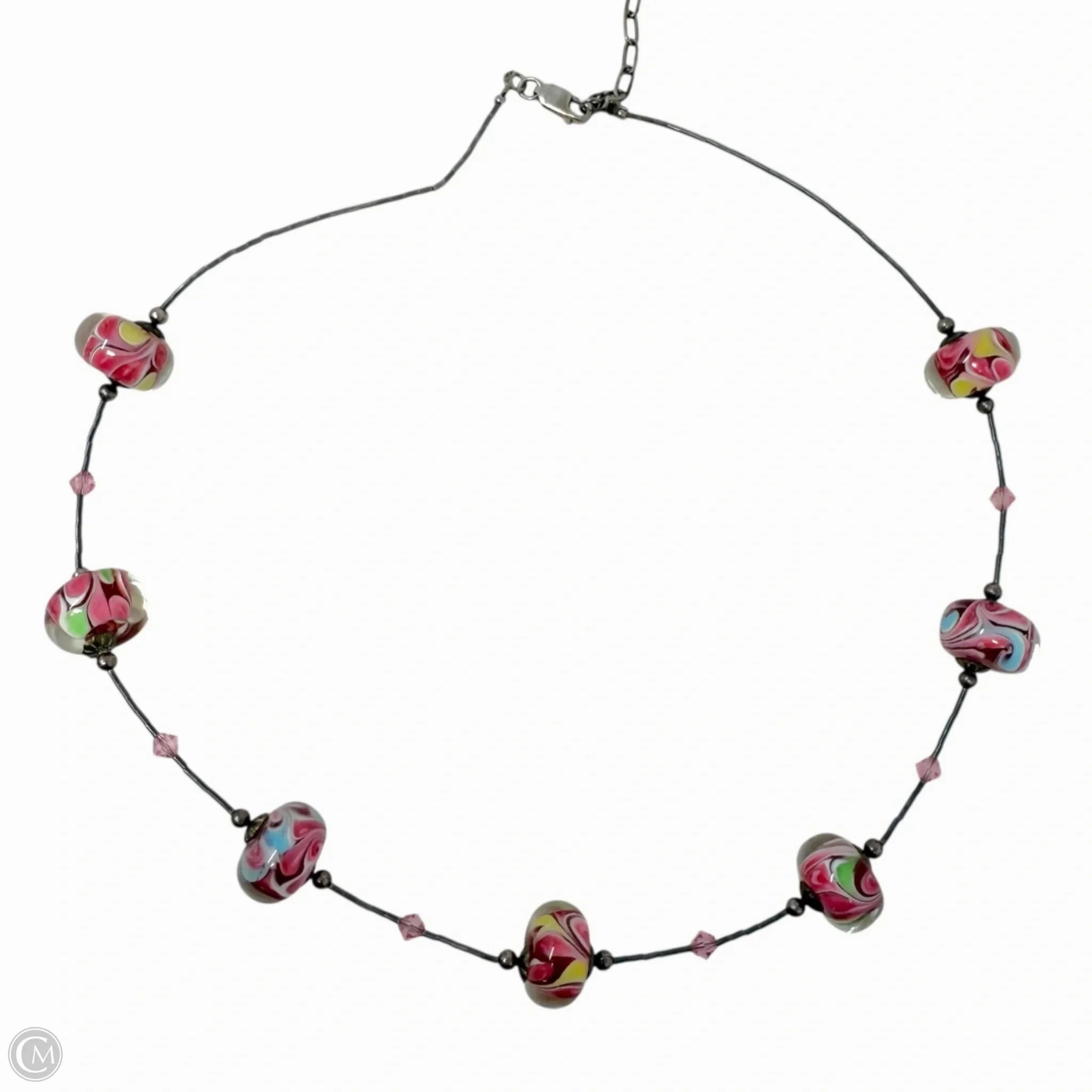 Sterling Silver & Murano Glass Bead Necklace By Unbranded