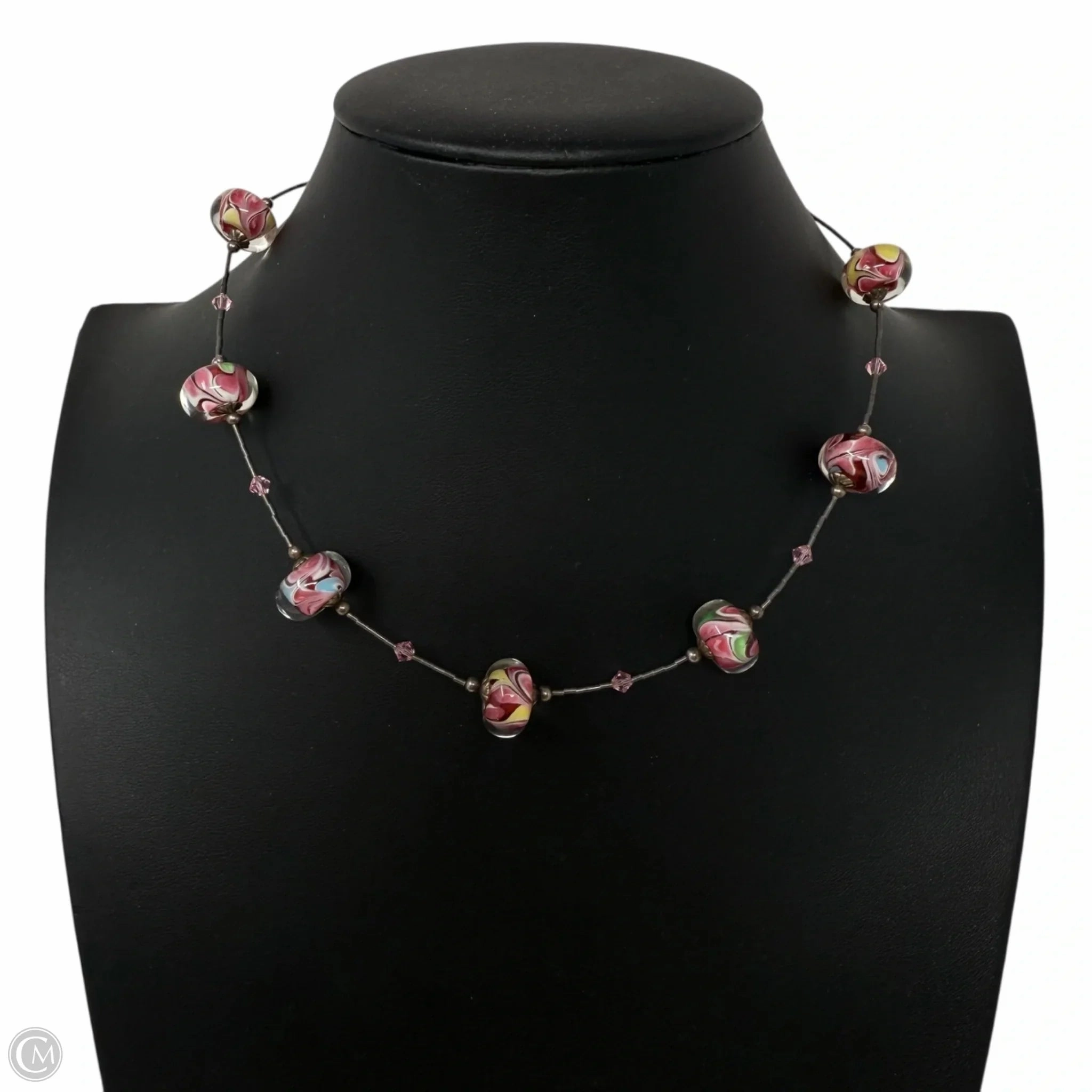 Sterling Silver & Murano Glass Bead Necklace By Unbranded