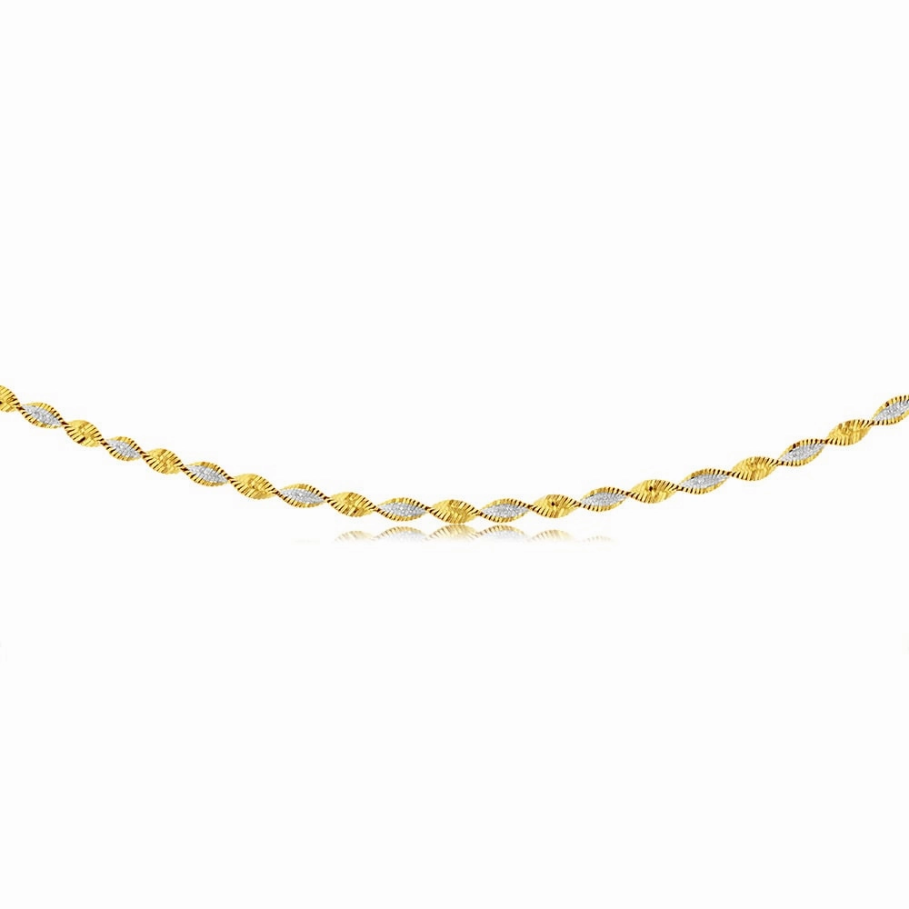 Sterling Silver And Gold Plated Two Tone Twisted Herringbone 45cm Chain