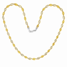 Sterling Silver And Gold Plated Two Tone Twisted Herringbone 45cm Chain