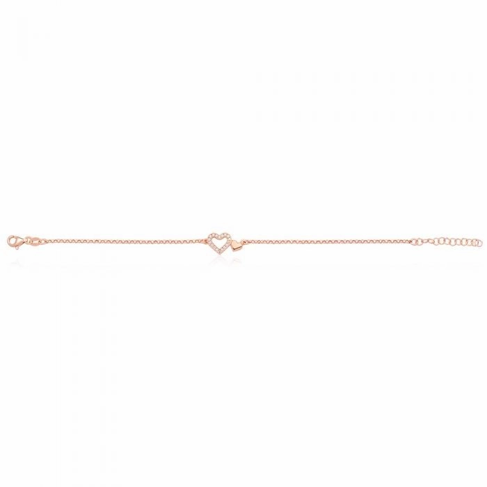 Sterling Silver and Rose Gold Plated 20cm Double Heart Bracelet