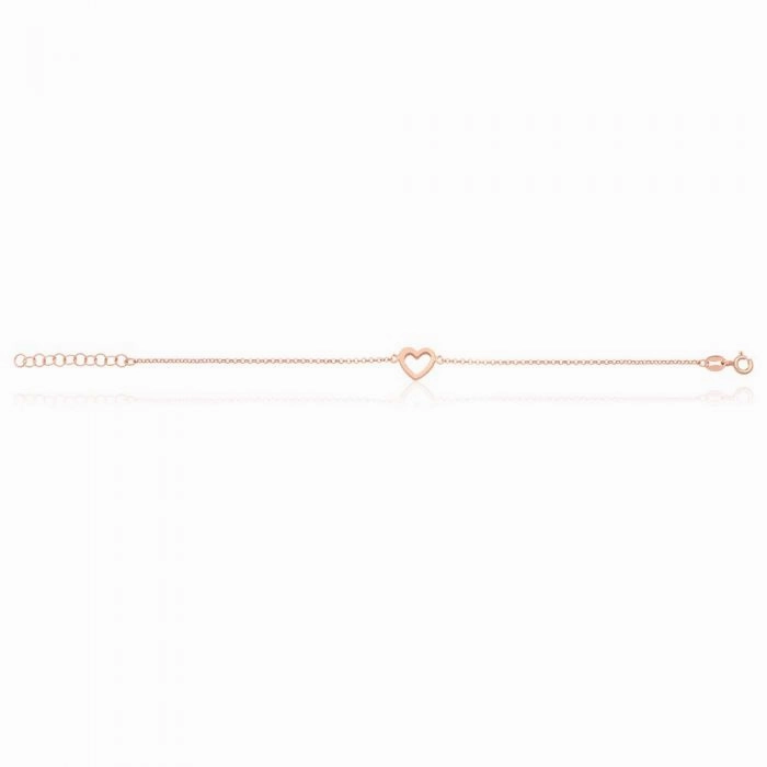 Sterling Silver and Rose Plated 18cm Heart Bracelet