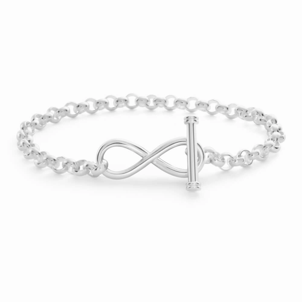 Sterling Silver Belcher Infinity T Bar Bracelet