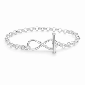 Sterling Silver Belcher Infinity T Bar Bracelet