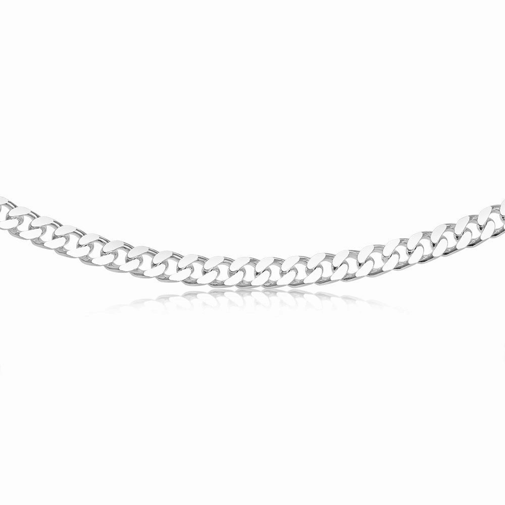 Sterling Silver Beveled Curb 300 Gauge 55cm Chain