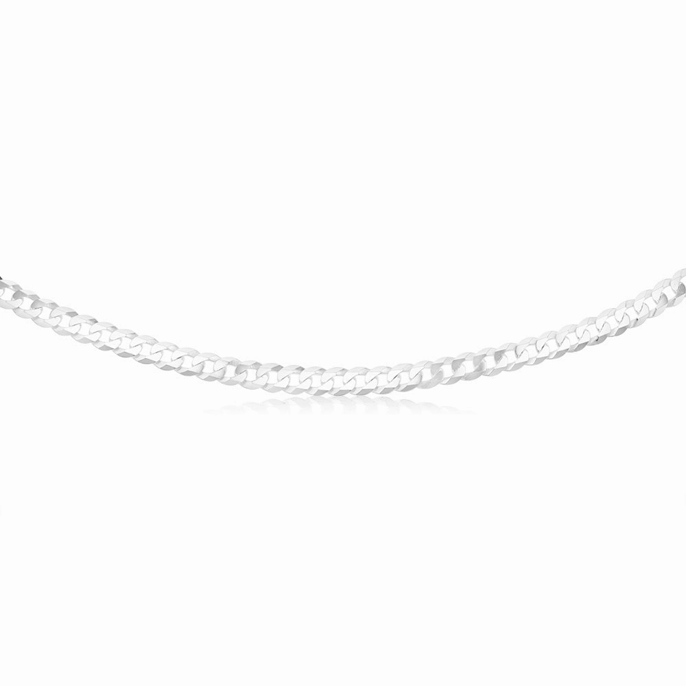 Sterling Silver Beveled Curb 55cm Chain