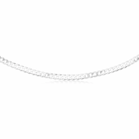 Sterling Silver Beveled Curb 55cm Chain
