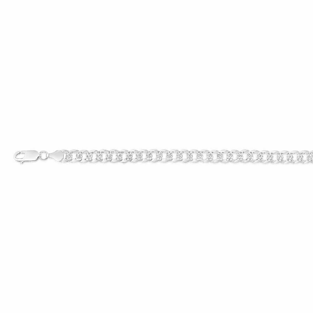 Sterling Silver Beveled Fancy Curb 160 Gauge 19cm Bracelet