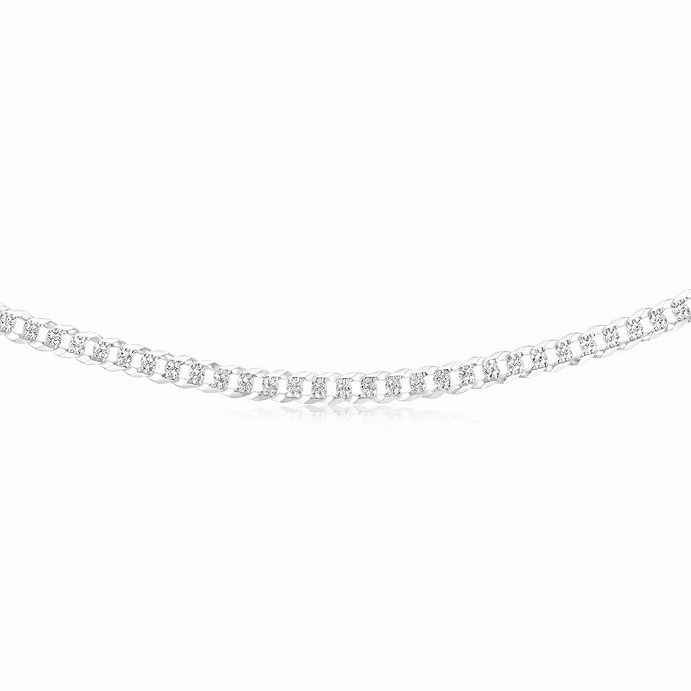Sterling Silver Beveled Fancy Curb 160 Gauge 45cm Chain
