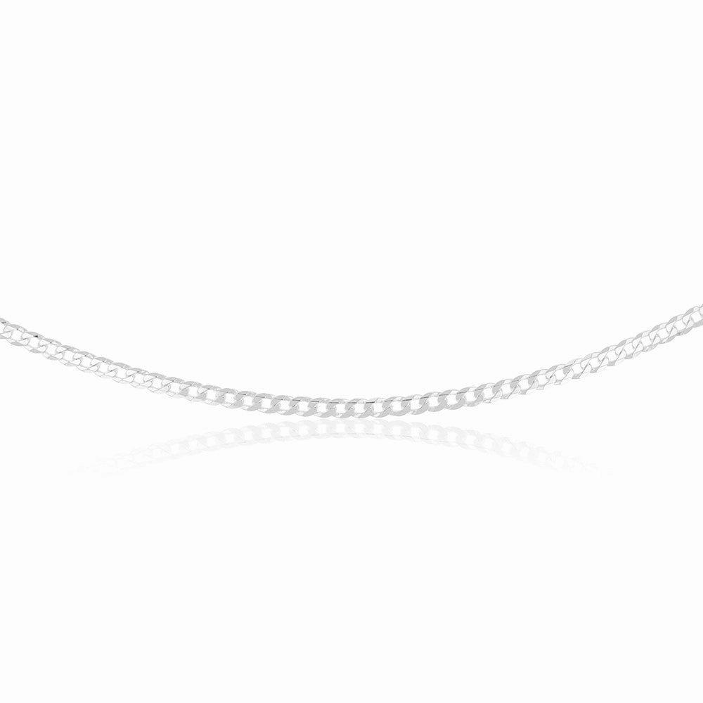 Sterling Silver Bevelled Curb 120Gauge 55cm Chain