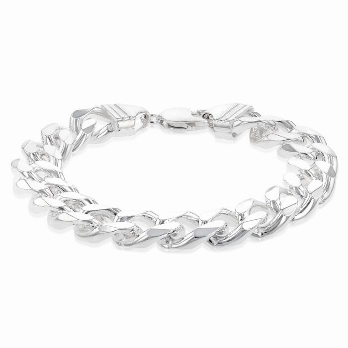 Sterling Silver Bevelled Curb 350 Gauge 21cm Bracelet