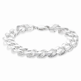 Sterling Silver Bevelled Curb 350 Gauge 21cm Bracelet