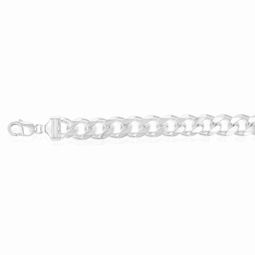 Sterling Silver Bevelled Curb 350 Gauge 21cm Bracelet