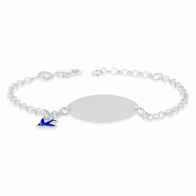 Sterling Silver Blue Bird Charm Belcher ID 13 2cm Bracelet