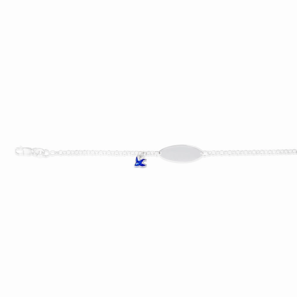 Sterling Silver Blue Bird Charm Belcher ID 13 2cm Bracelet