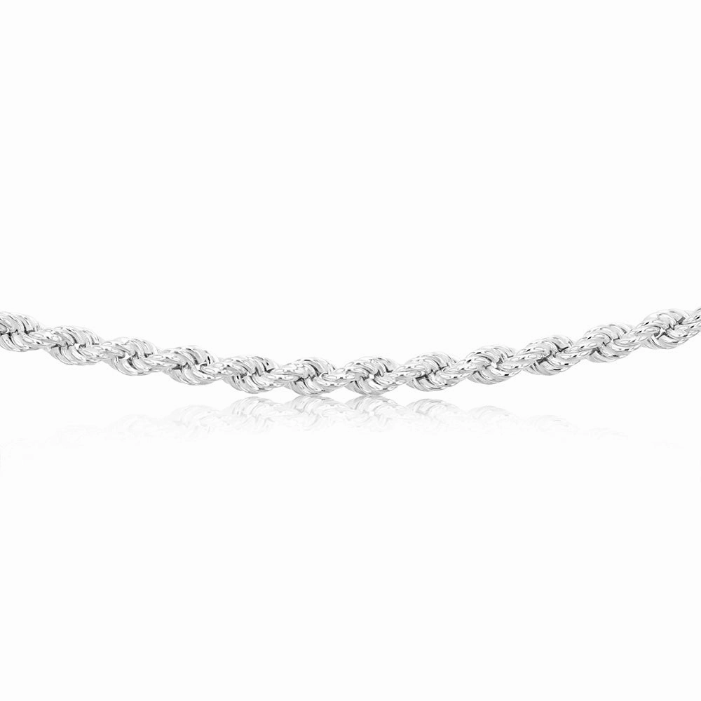 Sterling Silver Bolt Ring Clasp 90 Gauge Rope 45cm Chain