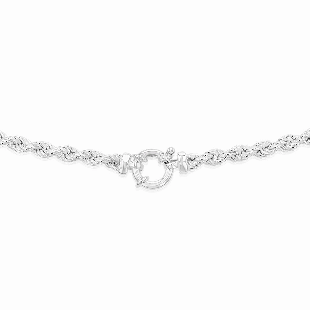 Sterling Silver Bolt Ring Clasp 90 Gauge Rope 45cm Chain