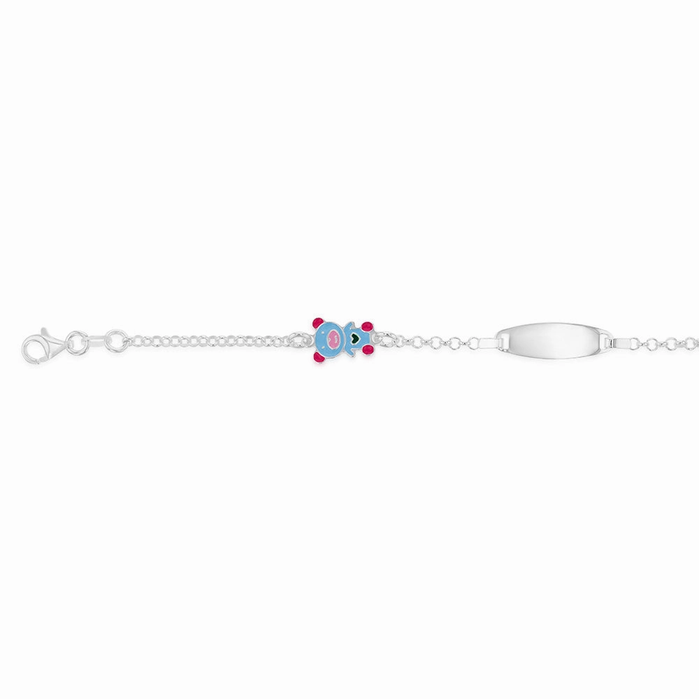 Sterling Silver Coloured Teddy Fancy ID 16cm Baby Bracelet