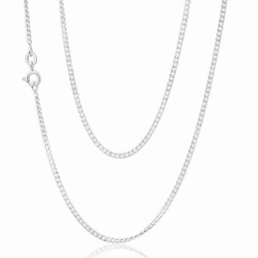 Sterling Silver Diamond Cut 60cm Curb Chain