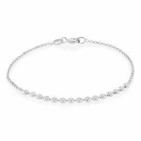 Sterling Silver Diamond Cut Beads Fancy 17cm Bracelet