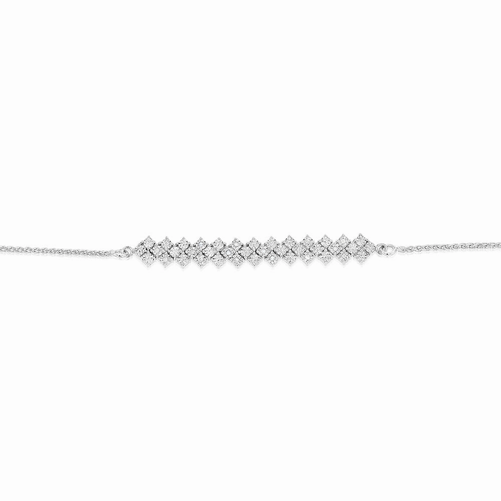 Sterling Silver Diamond Slider Bracelet with 18 Round Brilliant Cut Diamonds