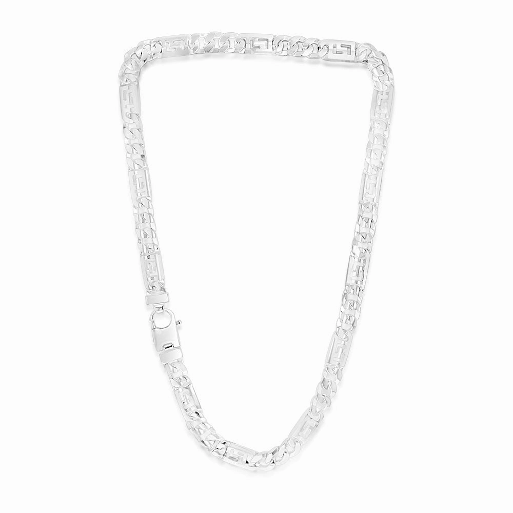 Sterling Silver Fancy 250 Gauge Curb And Green Link 50cm Chain