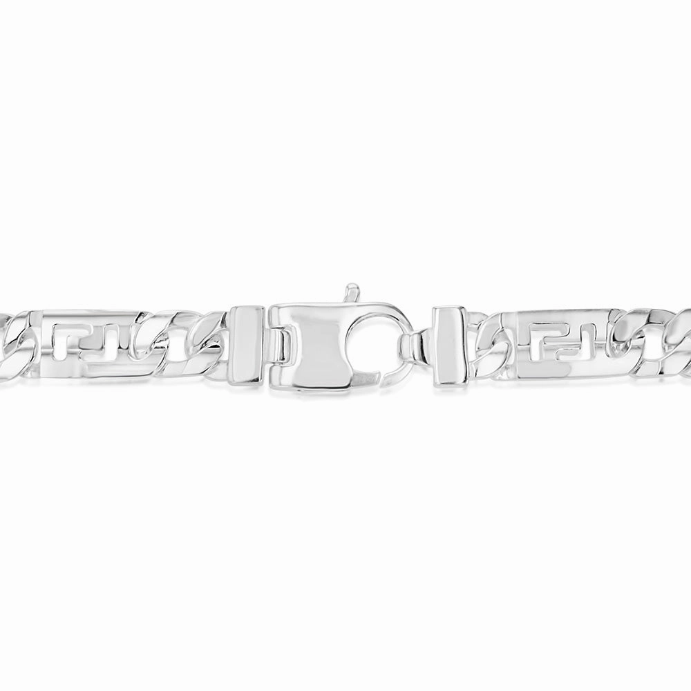 Sterling Silver Fancy 250 Gauge Curb And Green Link 50cm Chain