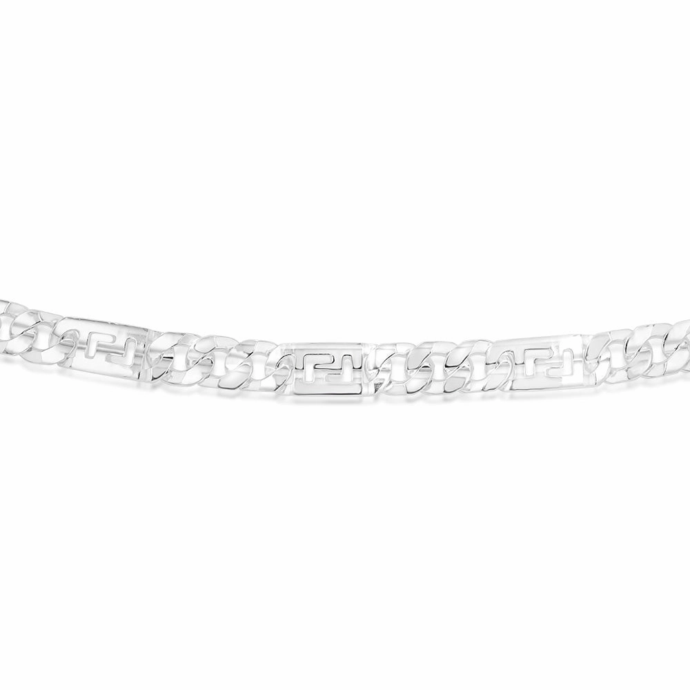 Sterling Silver Fancy 250 Gauge Curb And Green Link 50cm Chain