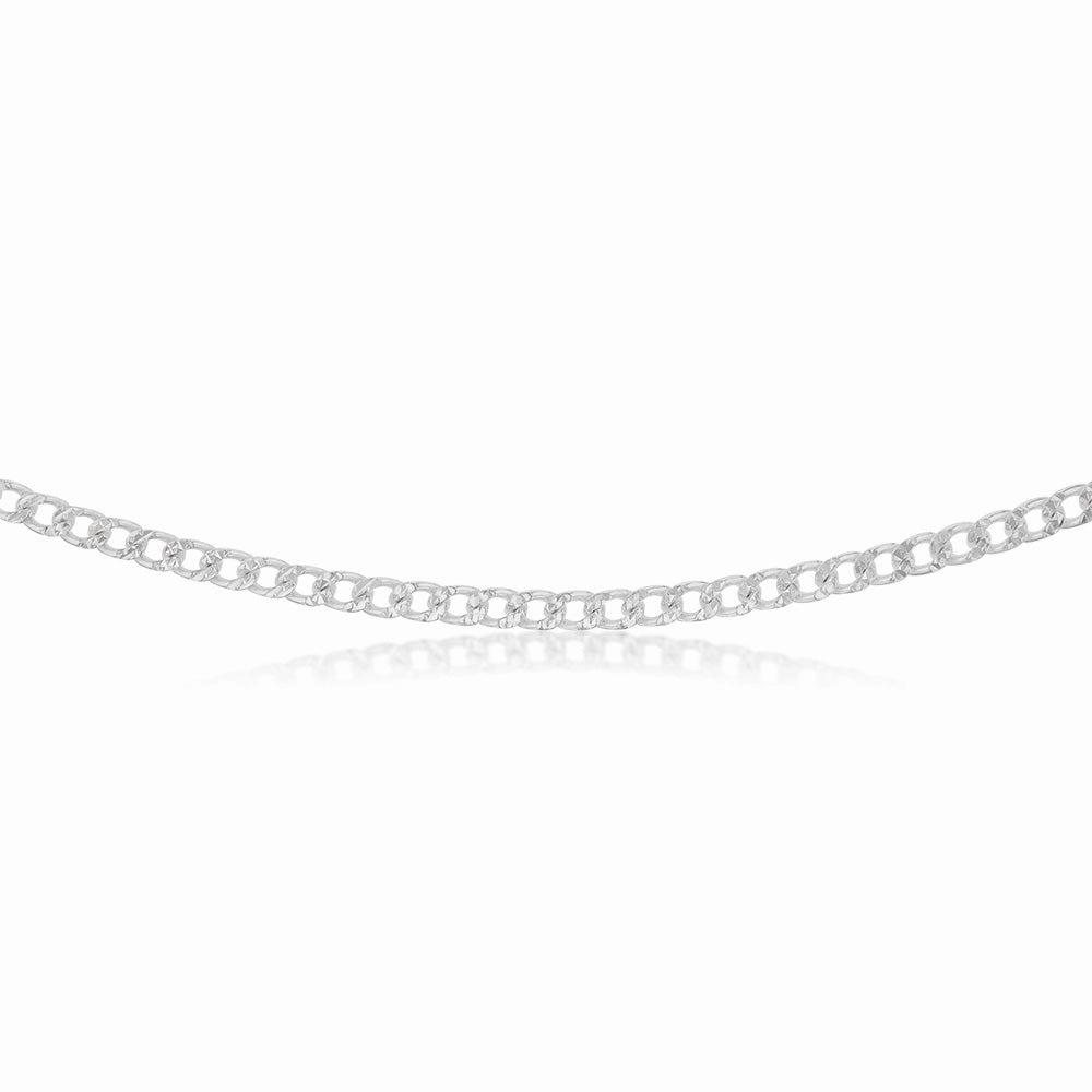 Sterling Silver Fancy Diamond Cut Curb 120 Gauge 45cm Chain