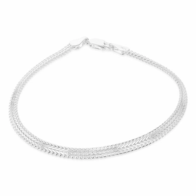 Sterling Silver Foxtail 19cm Bracelet