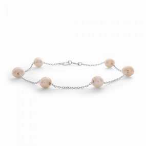 Sterling Silver Freshwater Cream/Light Pink Pearl Bracelet    *COLOURS MAY VARY*