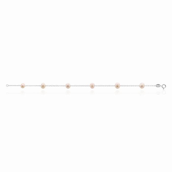 Sterling Silver Freshwater Cream/Light Pink Pearl Bracelet    *COLOURS MAY VARY*